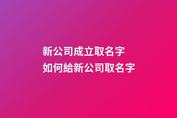 新公司成立取名字 如何給新公司取名字-第1張-公司起名-玄機派